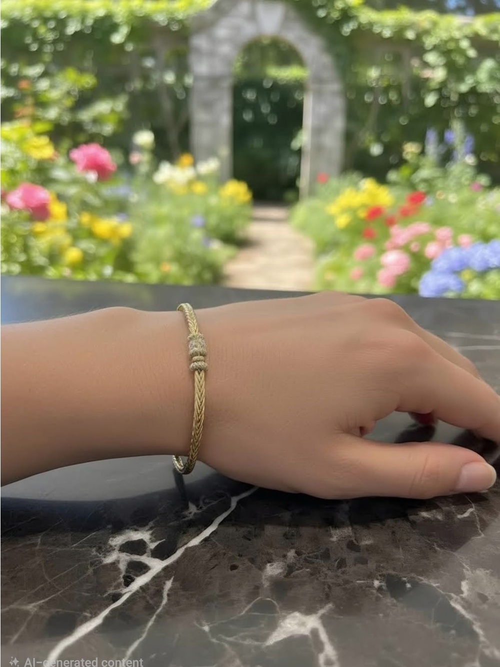 Elegant Laminated Gold-Tone Braided Knot Bracelet - Women's Jewelry